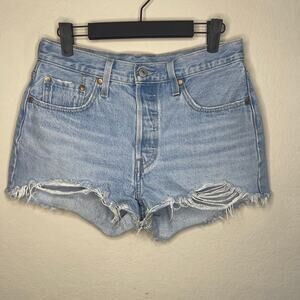 Levi’s 501 Cutoff Denim Shorts Women’s Cotton Light Wash Button Fly - Size 28